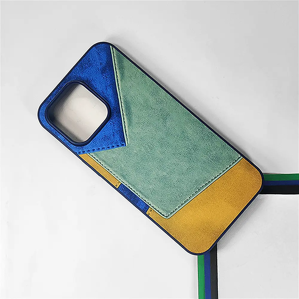 [PO33BIP15PMAX-5-3] iPhone 15 Pro Max Leather Texture Premium Back Case (Blue)