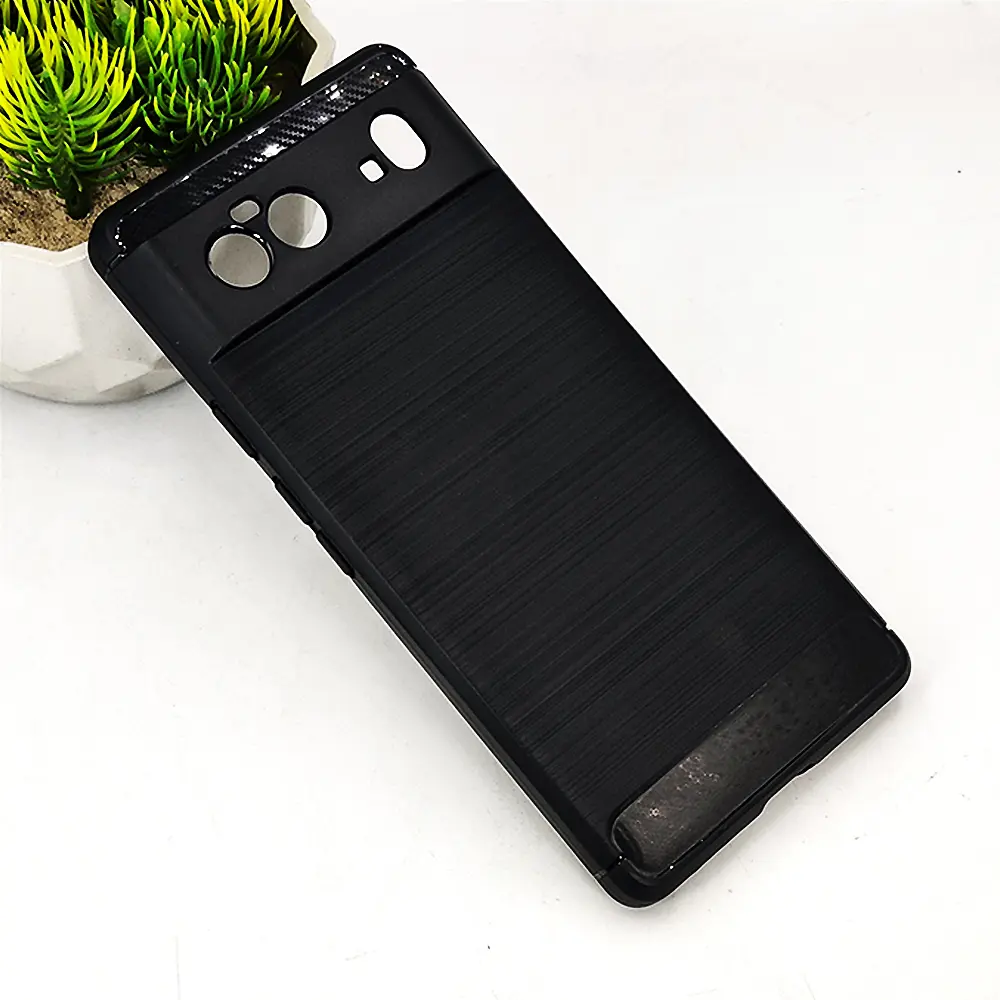 Google Pixel 6 Carbon Fiber Soft Silicone Back Case (Black) 