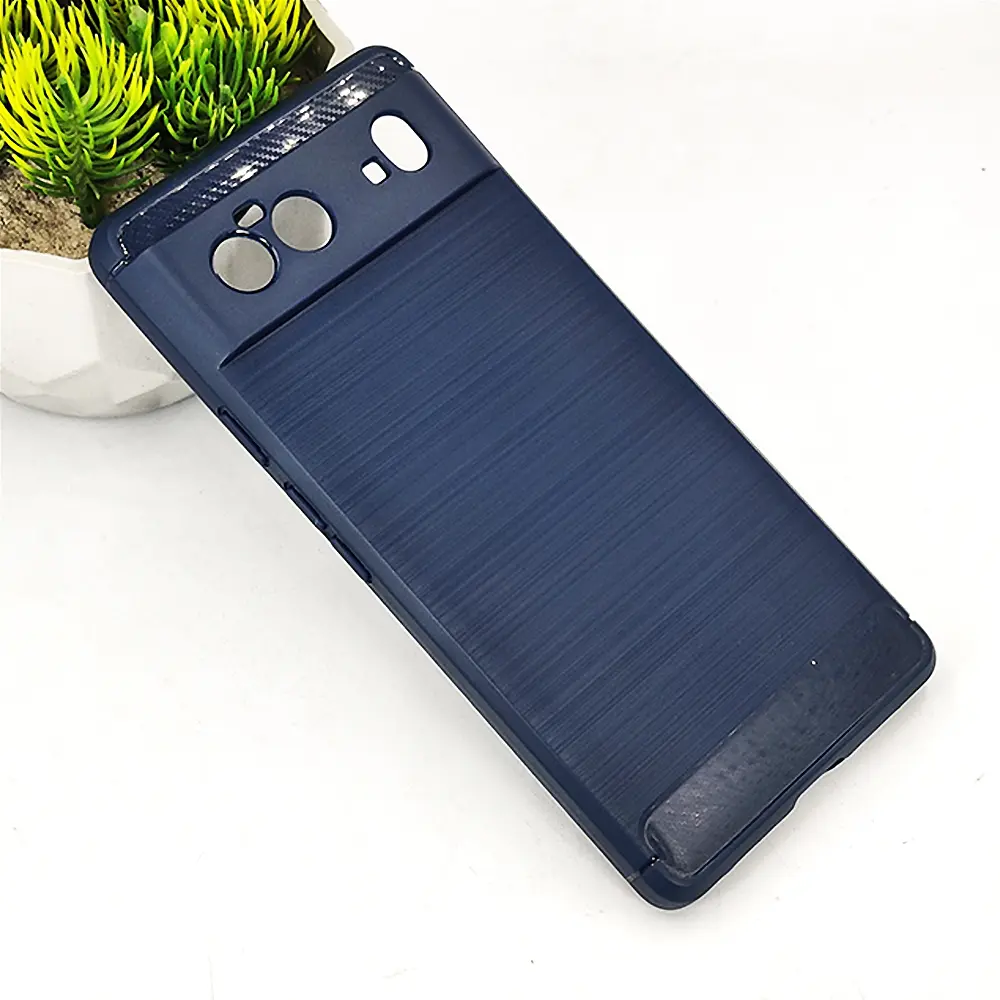 Google Pixel 6 Carbon Fiber Soft Silicone Back Case (Navy Blue)