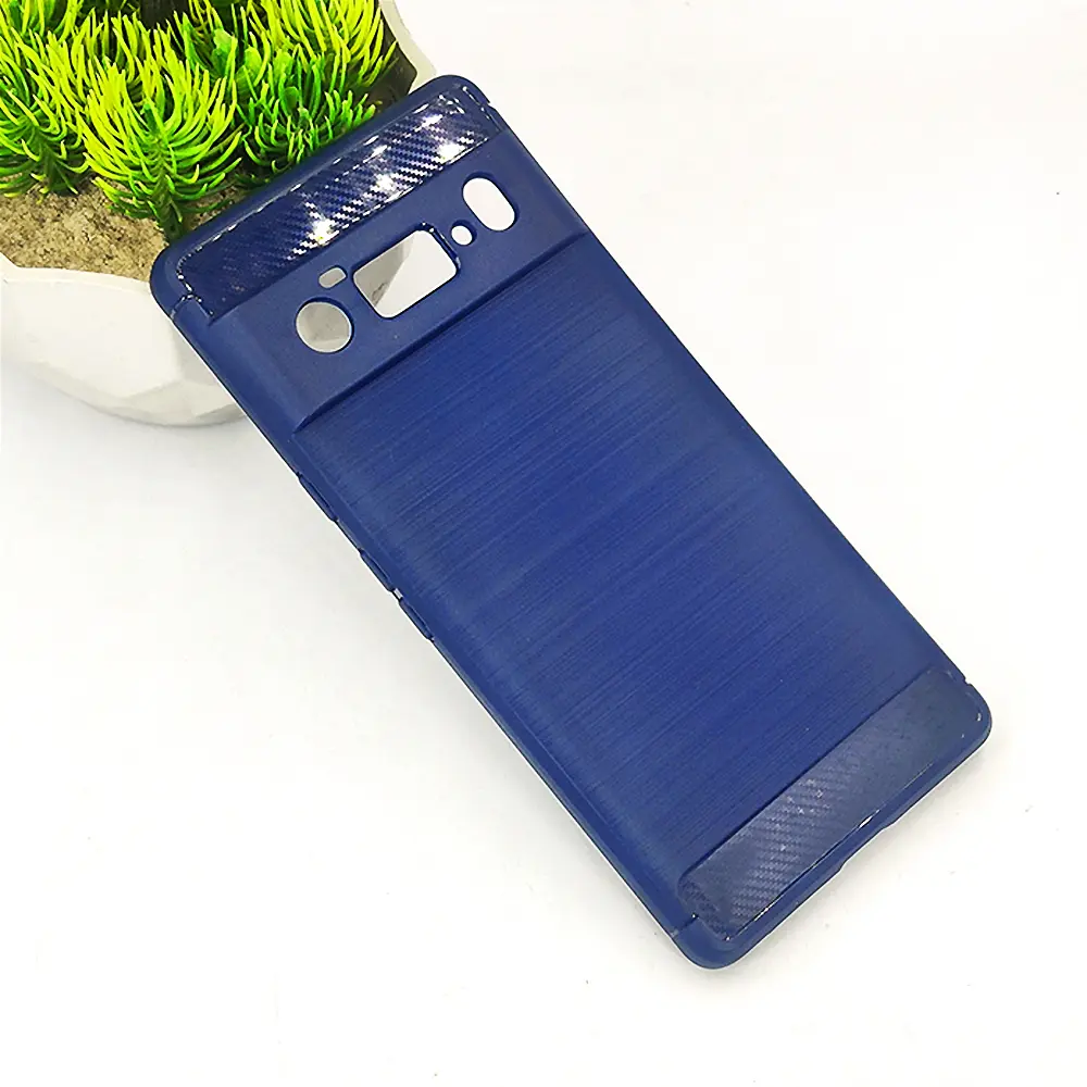 Google Pixel 6 Pro Carbon Fiber Soft Silicone Back Case (Navy Blue)