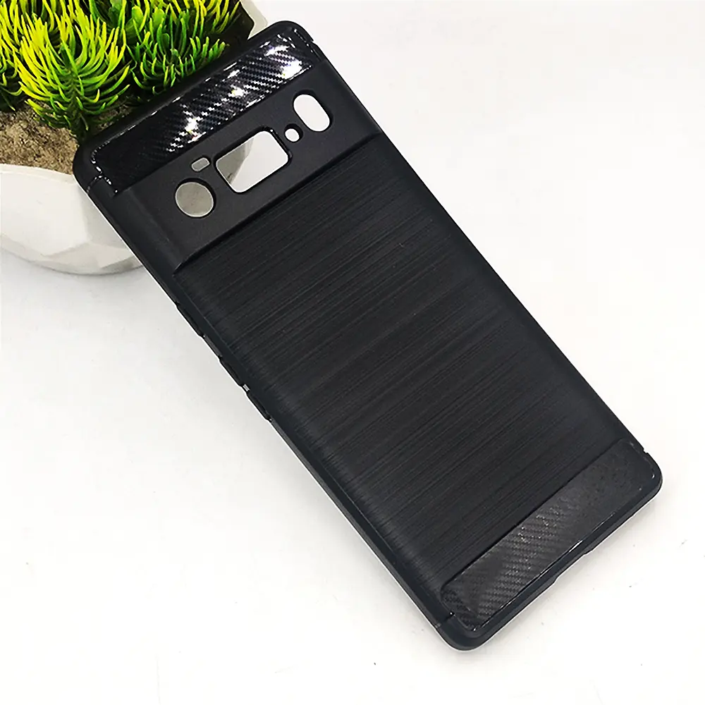 Google Pixel 6 Pro Carbon Fiber Soft Silicone Back Case (Black)