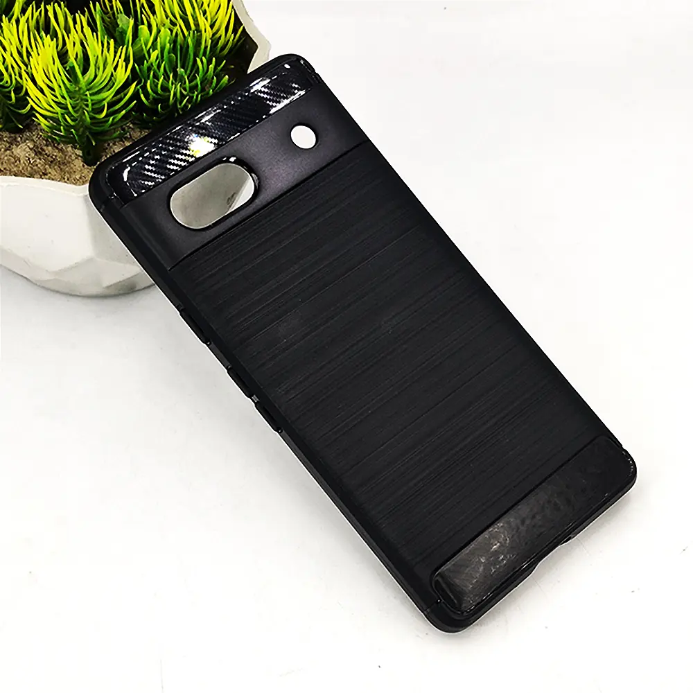 Google Pixel 7A Carbon Fiber Soft Silicone Back Case (Black) 