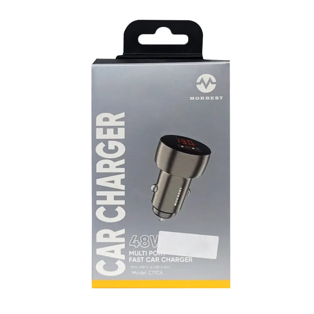 Taar Morbest  48W Fast Car Charger With Digital Display USB + PD Port