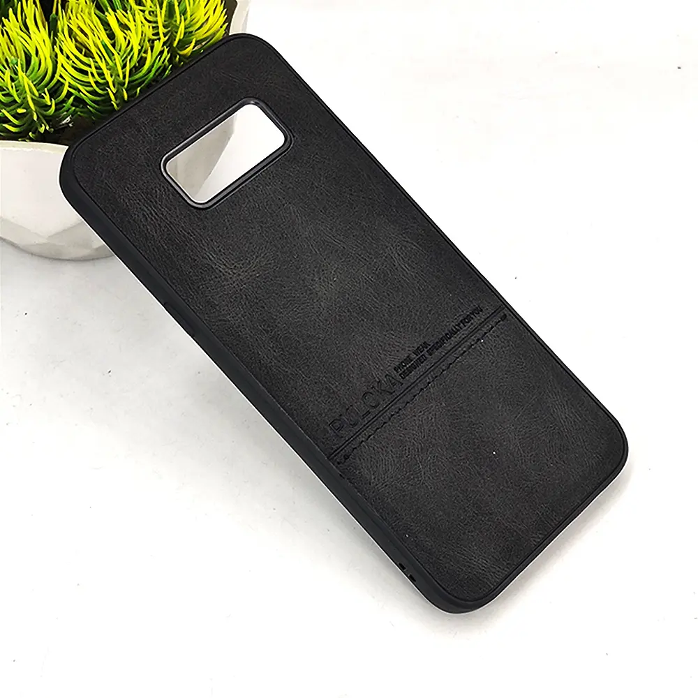 Samsung Galaxy S8 Plus PULOKA Logo Luxuary Leather Back Case (Black)