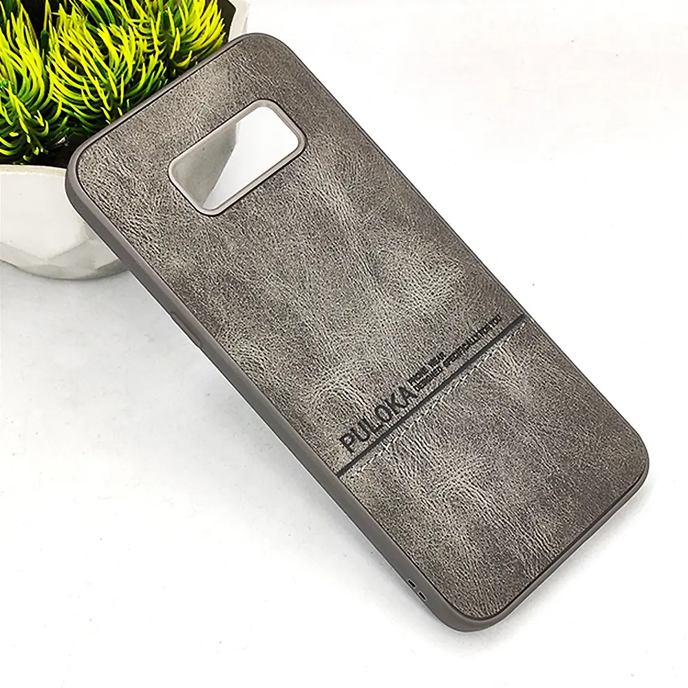 Samsung Galaxy S8 Plus PULOKA Logo Luxuary Leather Back Case (Natural Titanium)