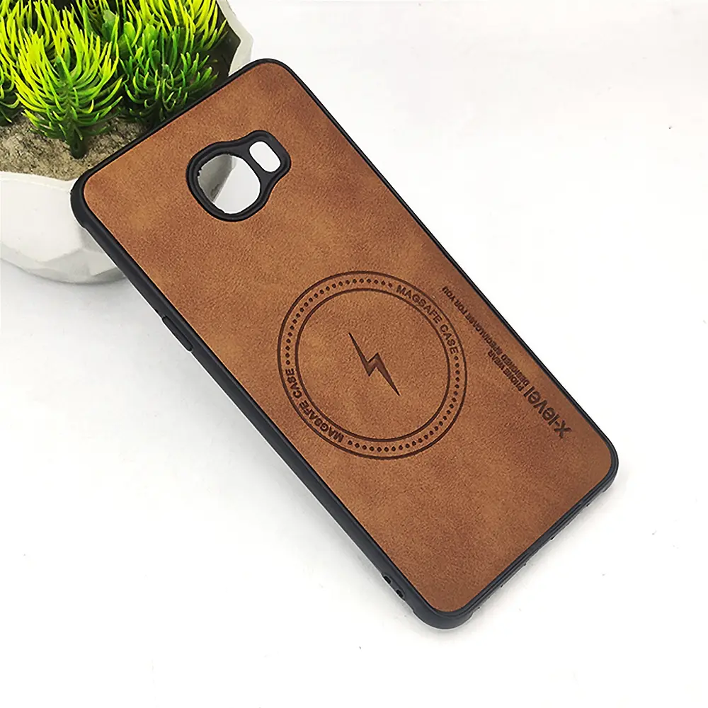 Samsung C7 Magsafe Logo X-Level Luxuary Leather Back Case (Brown)