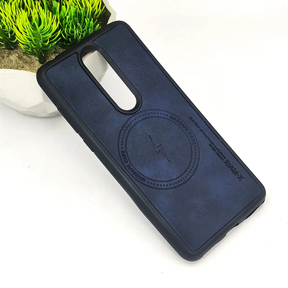 [PO18BNK3.1PL-2-17] Nokia 3.1 Plus Magsafe Logo X-Level Luxuary Leather Back Case (Navy Blue)