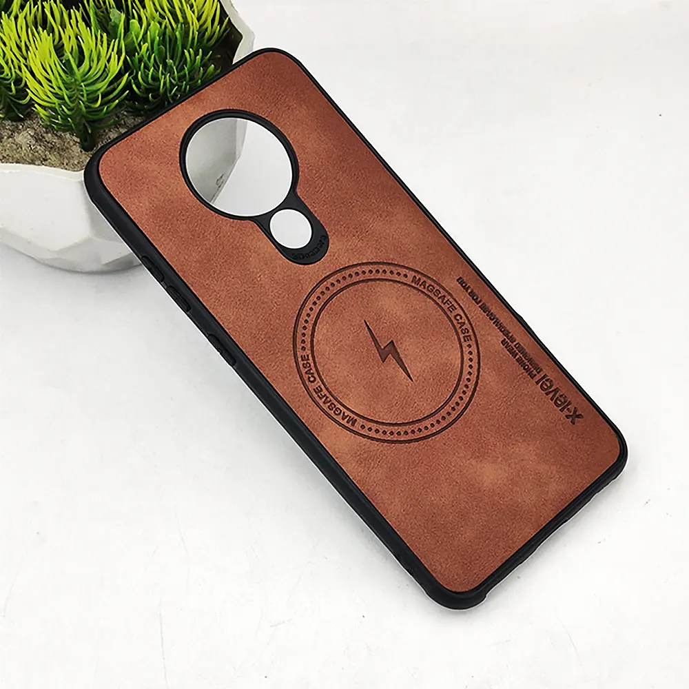 [PO18BNK5.3-2-13] Nokia 5.3 Magsafe Logo X-Level Luxuary Leather Back Case (Brown)