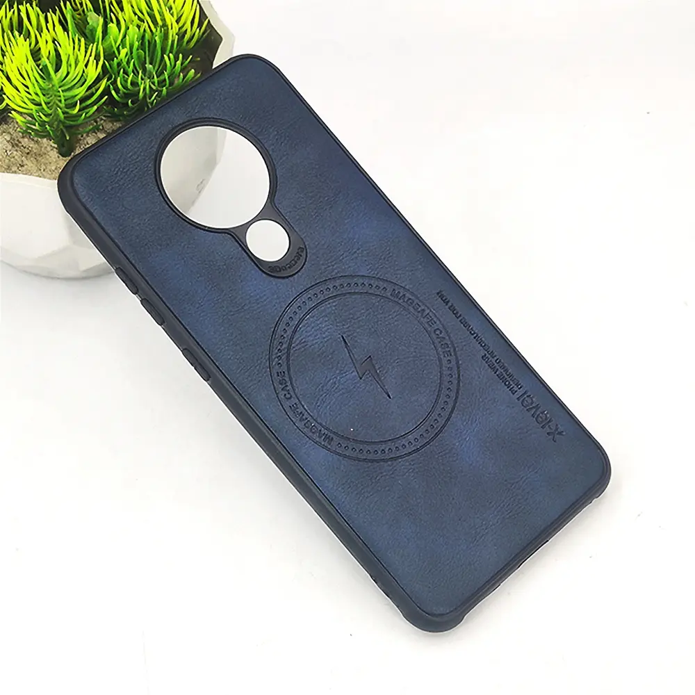 [PO18BNK5.3-2-17] Nokia 5.3 Magsafe Logo X-Level Luxuary Leather Back Case (Navy Blue)