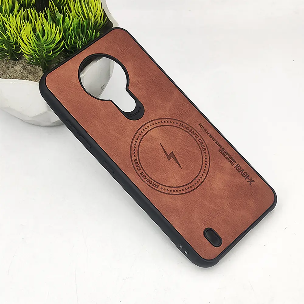 [PO18BNK1.4-2-13] Nokia 1.4 Magsafe Logo X-Level Luxuary Leather Back Case (Brown)