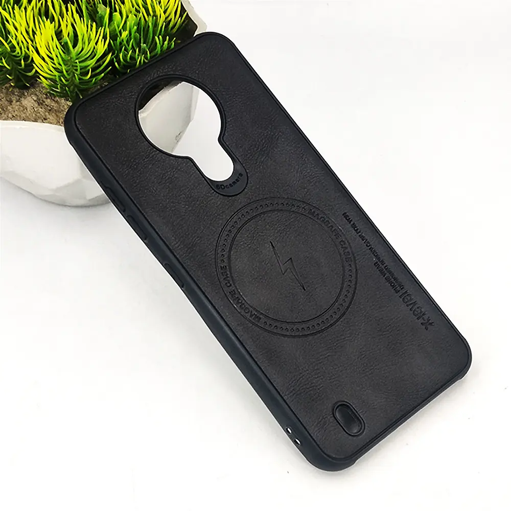 [PO18BNK1.4-2-2] Nokia 1.4 Magsafe Logo X-Level Luxuary Leather Back Case (Black)