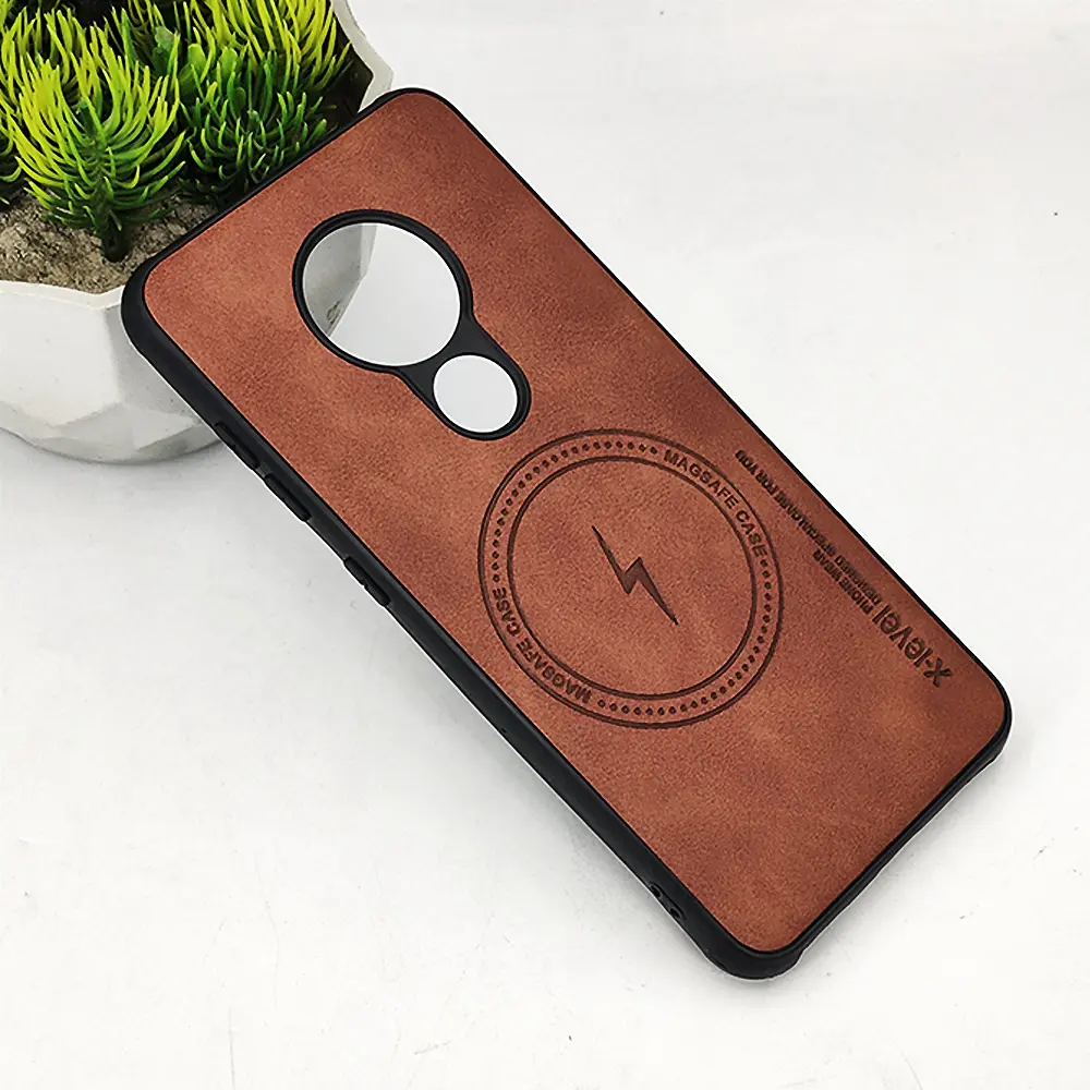 [PO18BNK7.2-2-13] Nokia 7.2 Magsafe Logo X-Level Luxuary Leather Back Case (Brown)