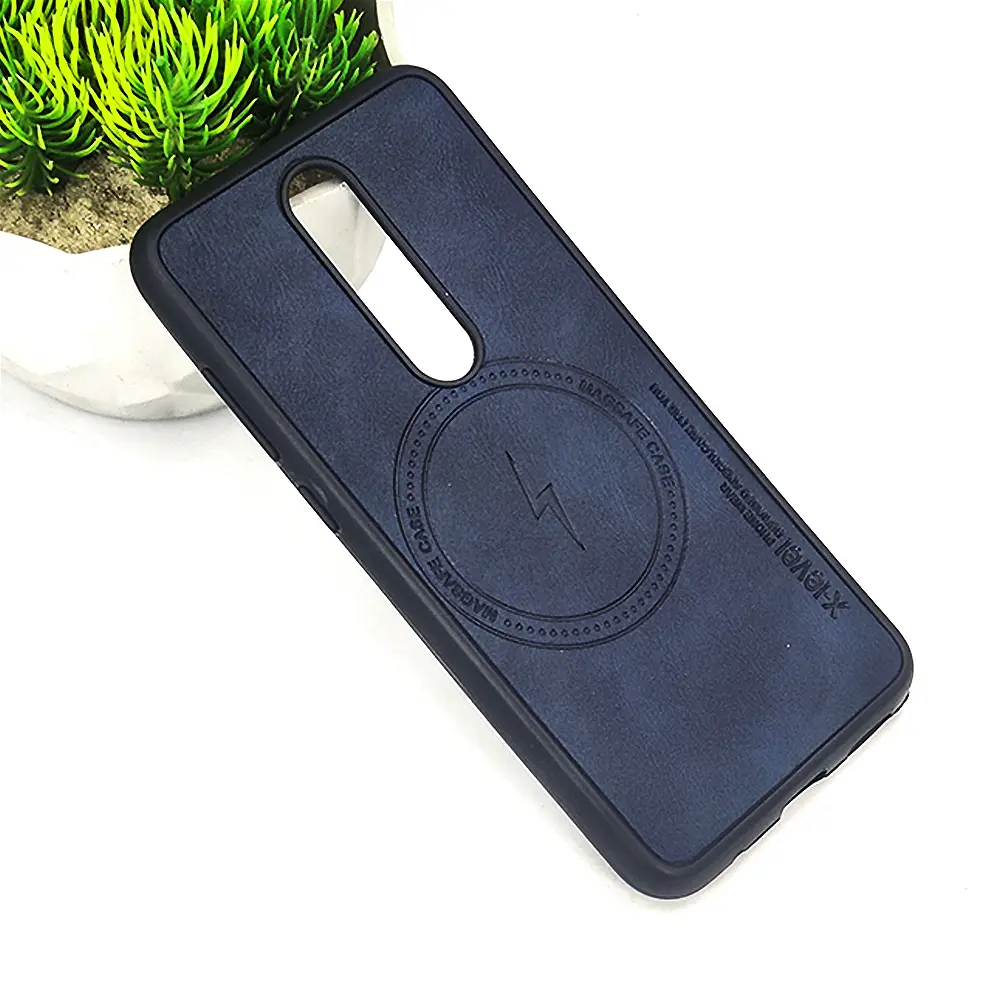 Nokia 5.1 Plus Magsafe Logo X-Level Luxuary Leather Back Case (Navy Blue)