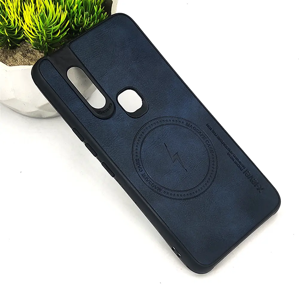 Infinix S5 Pro Magsafe Logo X-Level Luxuary Leather Back Case (Navy Blue)