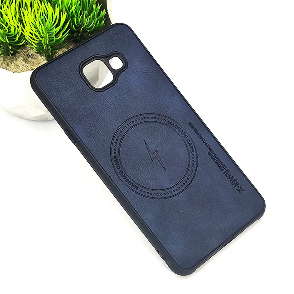 [PO18BSA710-2-17] Samsung Galaxy A7 2016|A710 Magsafe Logo X-Level Luxuary Leather Back Case (Navy Blue)