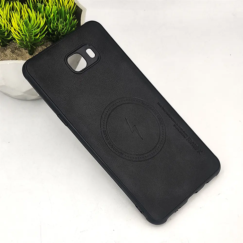 Samsung Galaxy C9|C9 Pro Magsafe Logo X-Level Luxuary Leather Back Case (Black)