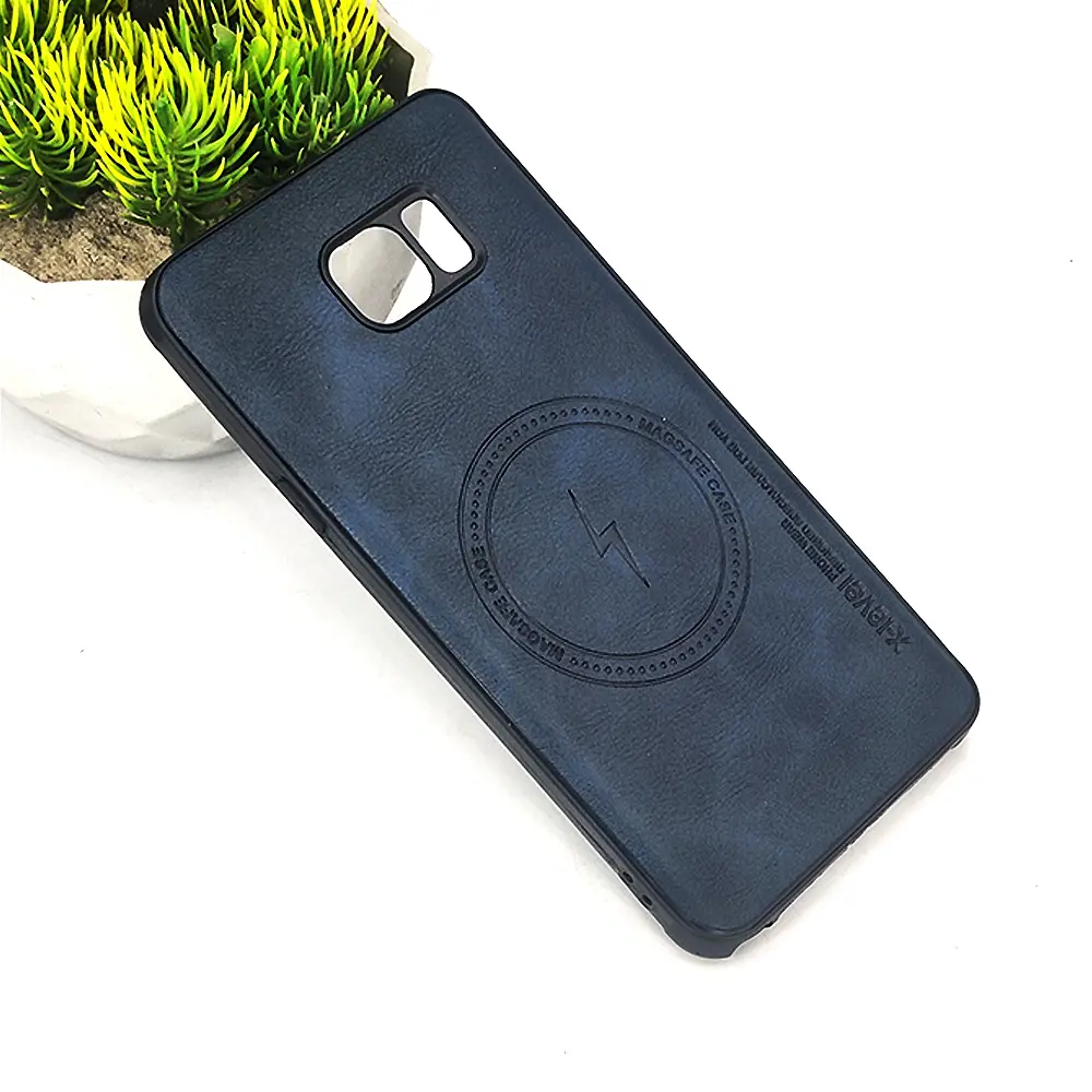 Samsung Galaxy Note 5 Magsafe Logo X-Level Luxuary Leather Back Case (Navy Blue)