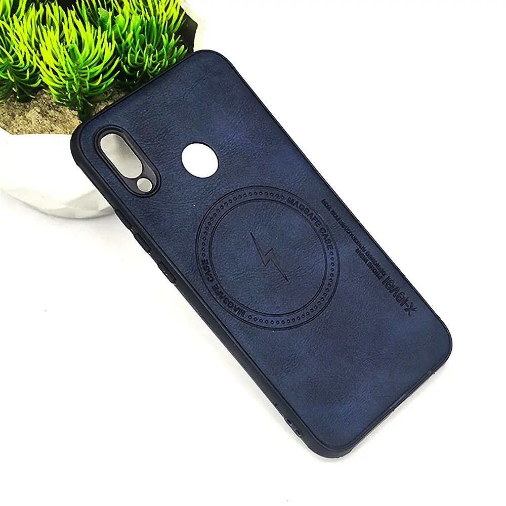 Huawei P20 Lite Magsafe Logo X-Level Luxuary Leather Back Case (Navy Blue)