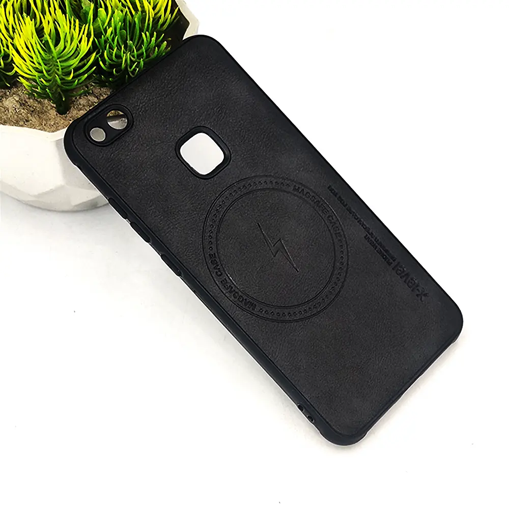 Huawei P10 Lite Magsafe Logo X-Level Luxuary Leather Back Case (Black)