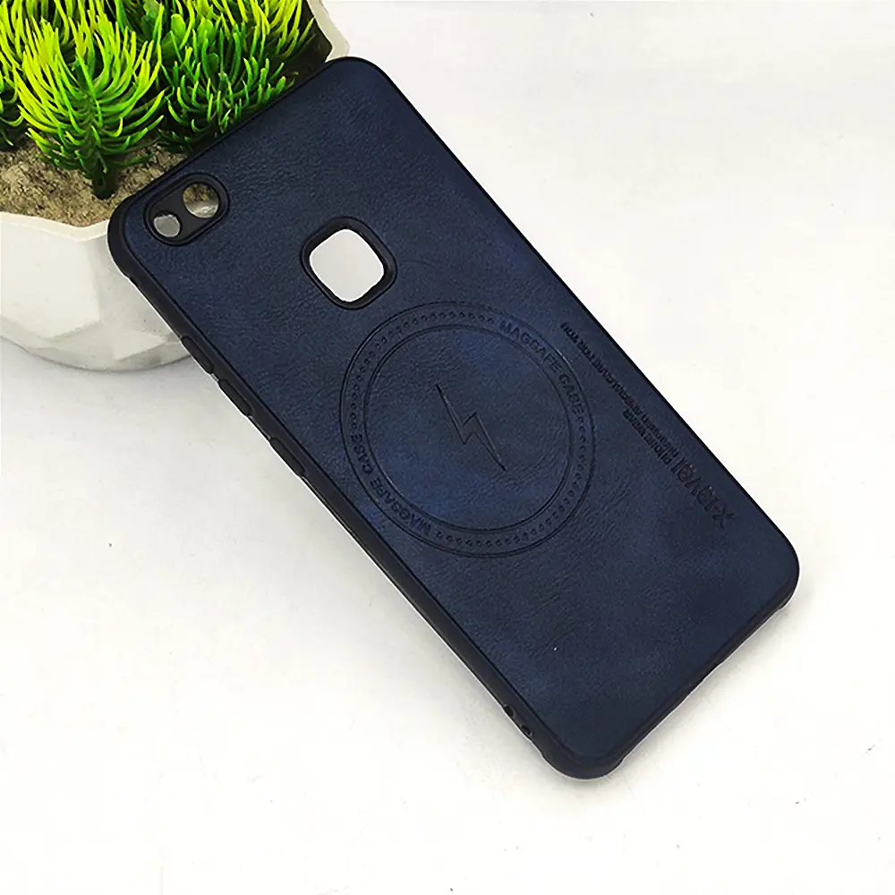 Huawei P10 Lite Magsafe Logo X-Level Luxuary Leather Back Case (Navy Blue)