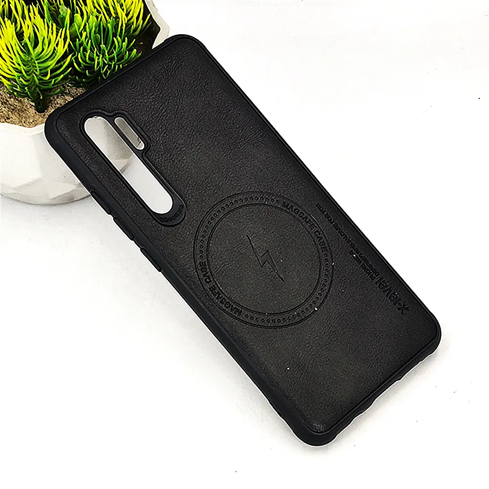 Xiaomi Redmi Note 10 Lite Magsafe Logo X-Level Luxuary Leather Back Case (Black)
