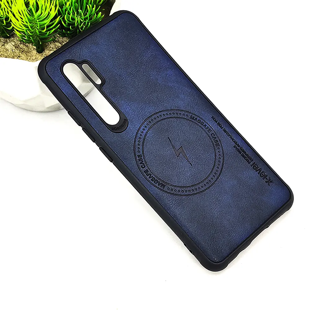 Xiaomi Redmi Note 10 Lite Magsafe Logo X-Level Luxuary Leather Back Case (Navy Blue)