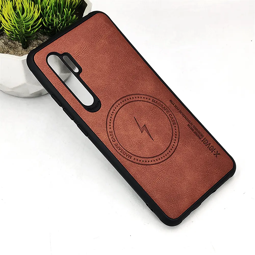 Xiaomi Redmi Note 10 Lite Magsafe Logo X-Level Luxuary Leather Back Case (Brown)