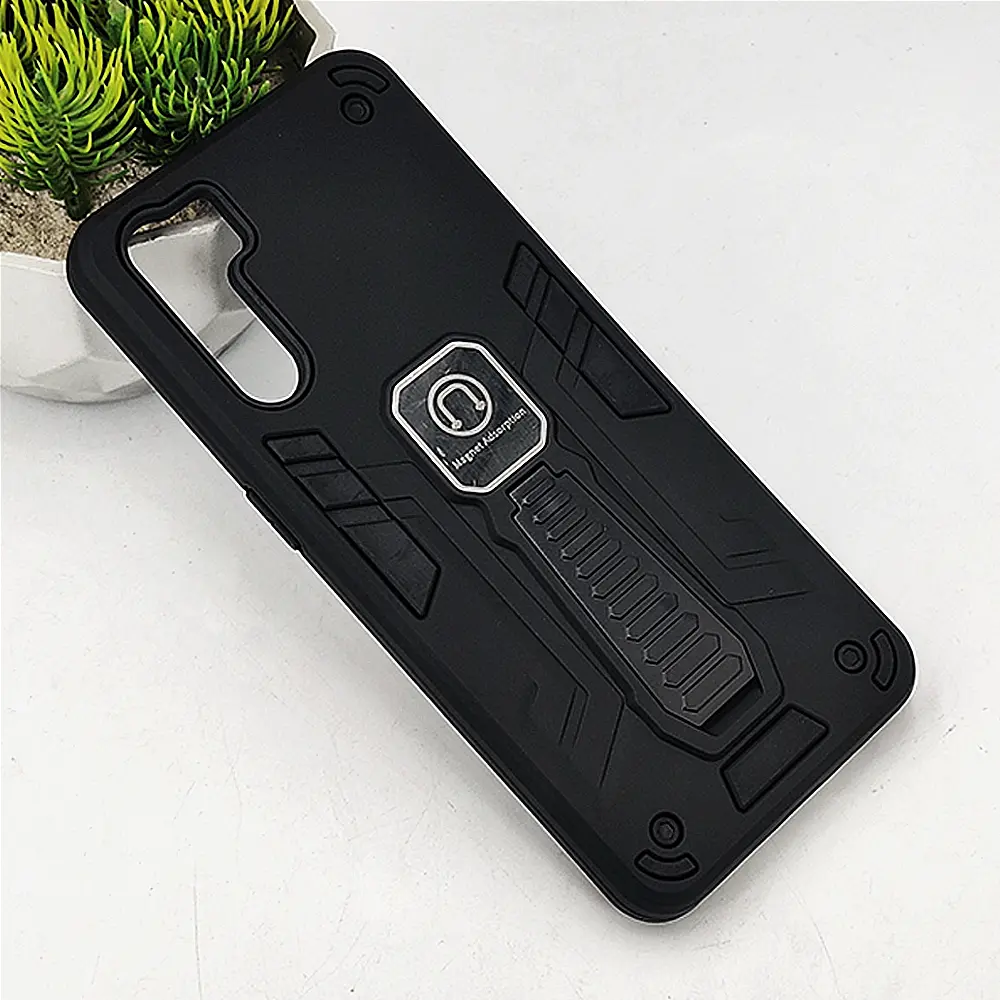 Oppo F15/Reno 3 4G Armour With Stand Back Case (Black) 