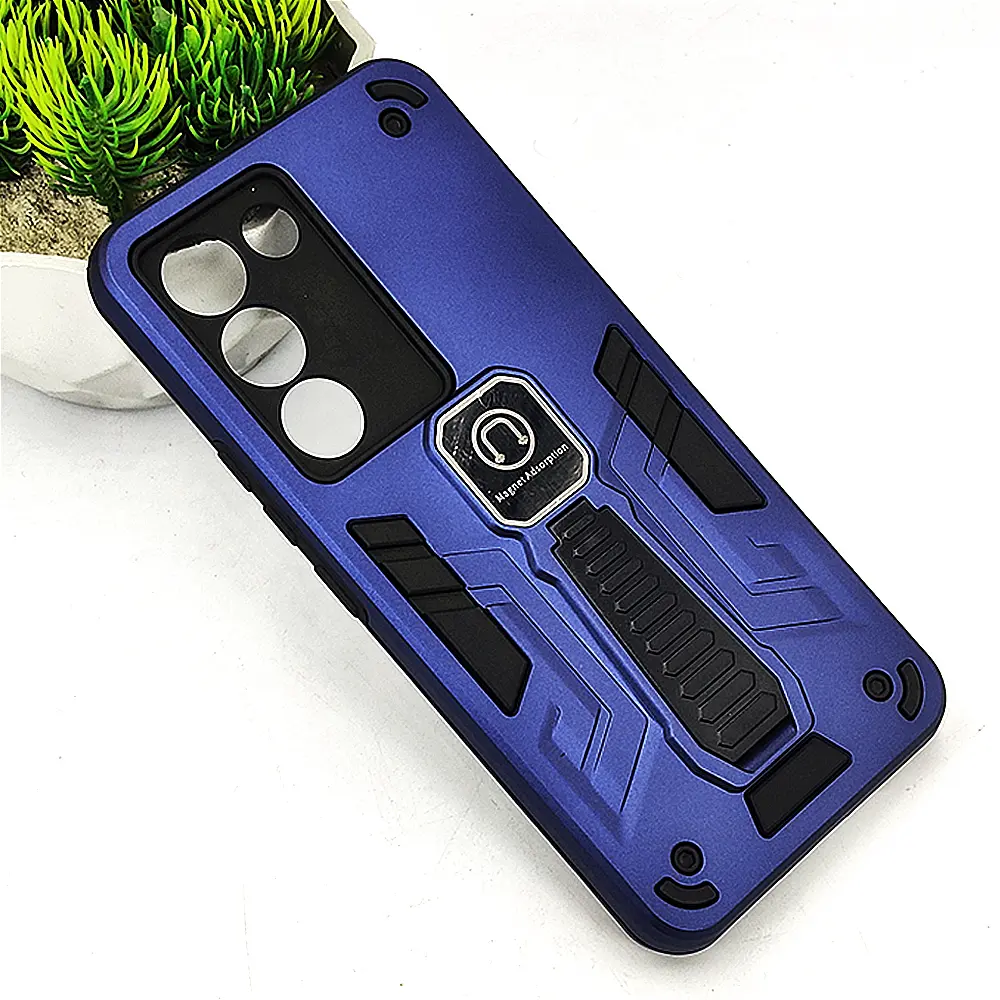 Vivo Y100 4G Armour With Stand Back Case (Navy Blue)