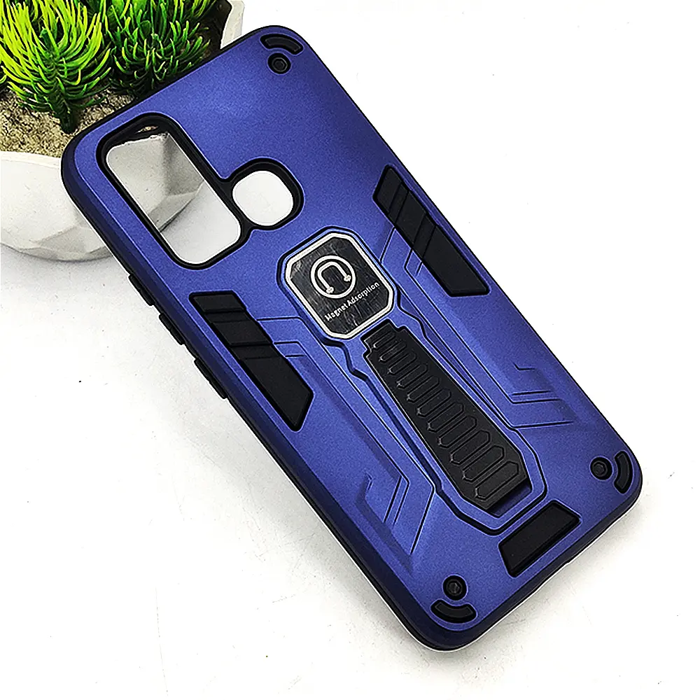 Vivo Y30/Y50 Armour With Stand Back Case (Navy Blue)