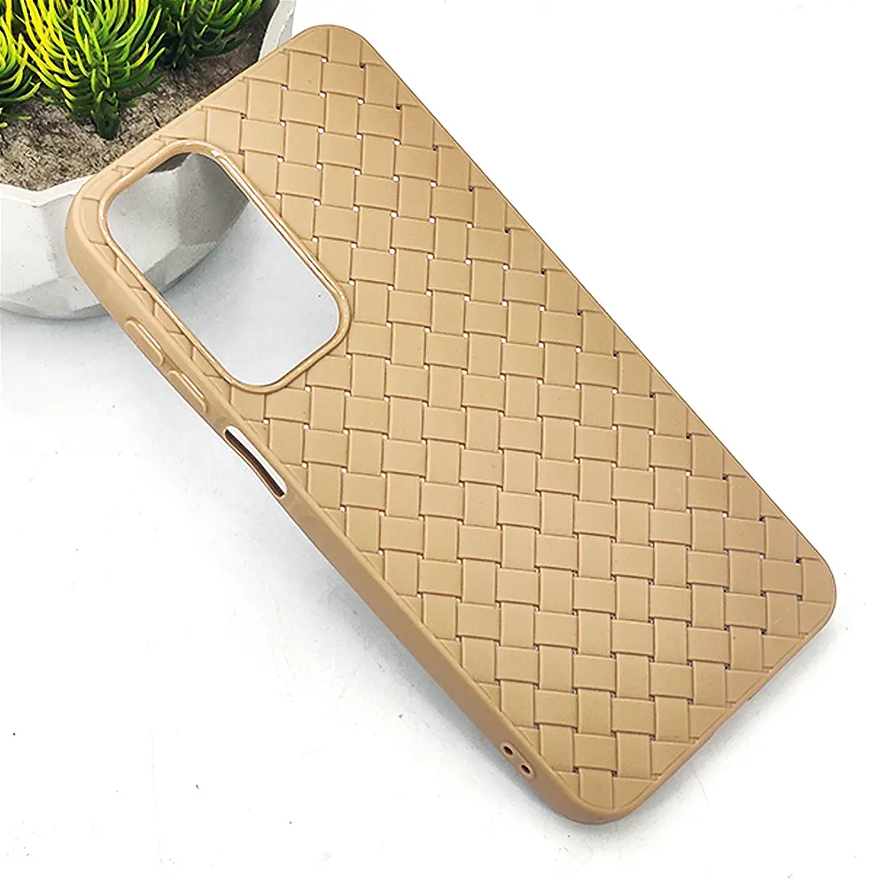[PO14BSA16-52-42] Samsung Galaxy A16 5G  Woven With Leather Feel Soft Silicone Back Case (Desert Titanium)