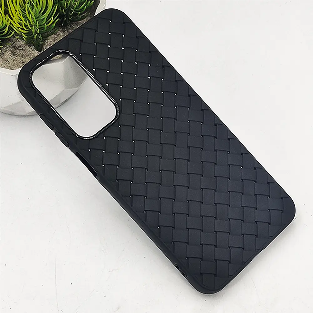 [PO14BSA16-52-2] Samsung Galaxy A16 5G  Woven With Leather Feel Soft Silicone Back Case (Black)