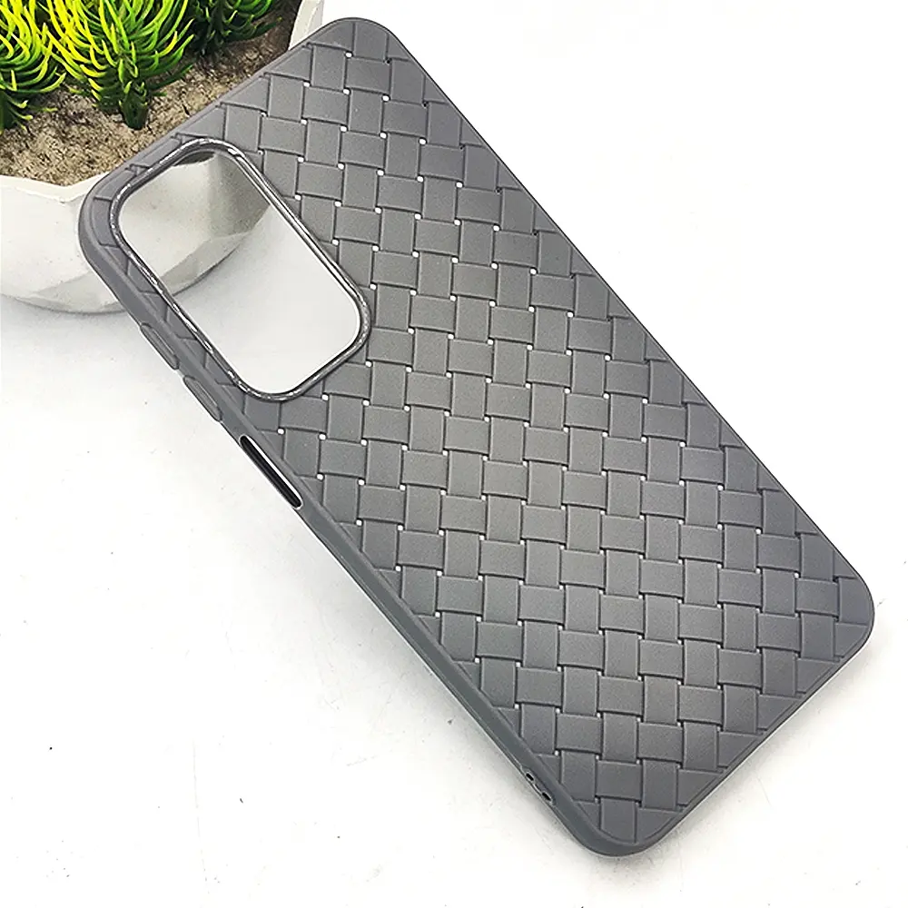 Samsung Galaxy A16 5G  Woven With Leather Feel Soft Silicone Back Case (Natural Titanium)