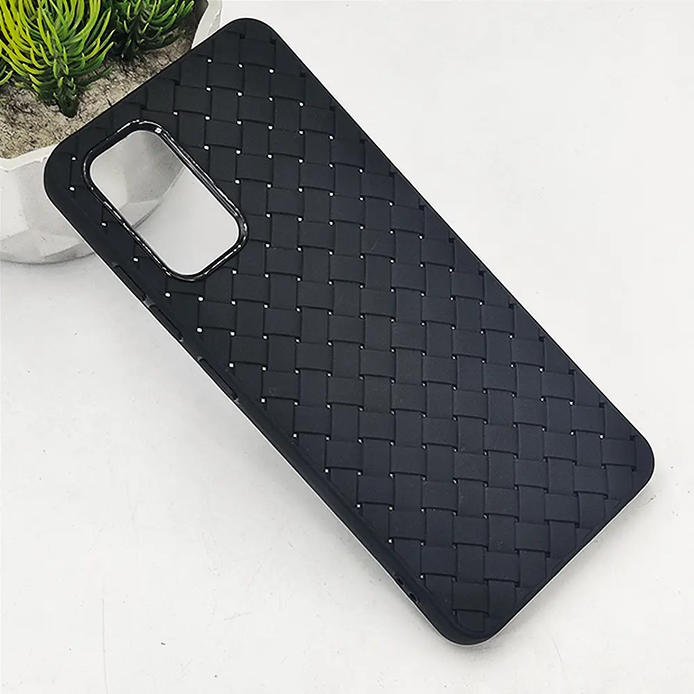 Samsung Galaxy A32 4G  Woven With Leather Feel Soft Silicone Back Case (Black)