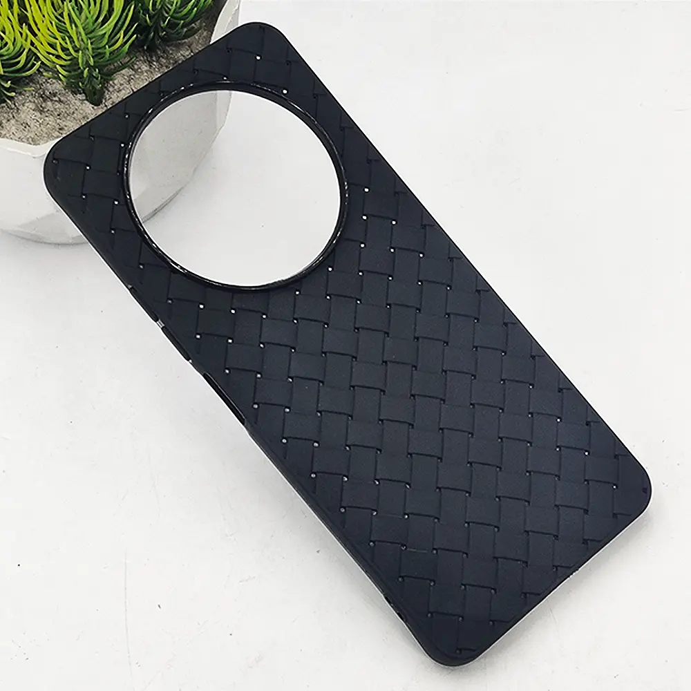 Xiaomi Redmi A3 4G  Woven With Leather Feel Soft Silicone Back Case (Black)