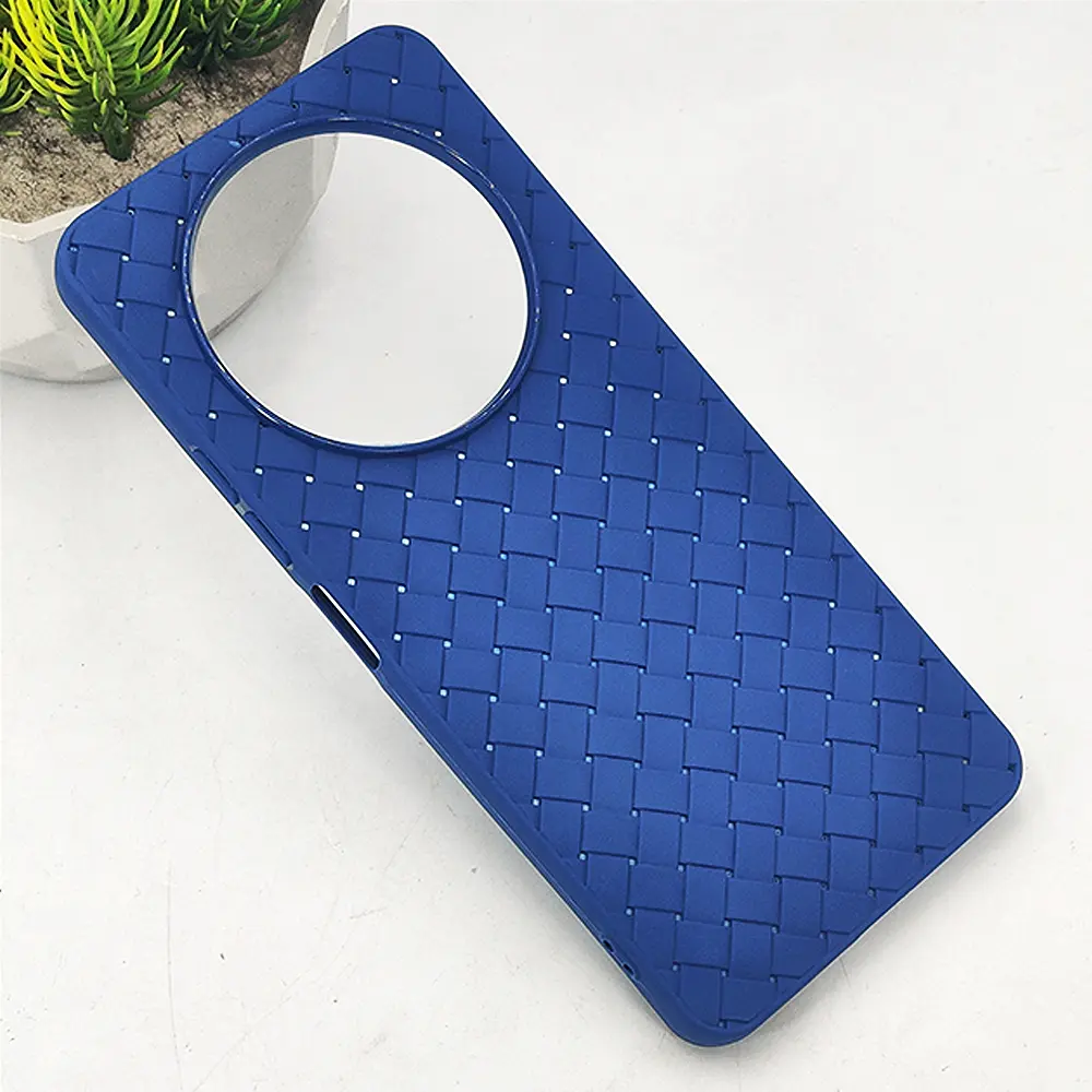 Xiaomi Redmi A3 4G  Woven With Leather Feel Soft Silicone Back Case (NavY Blue)