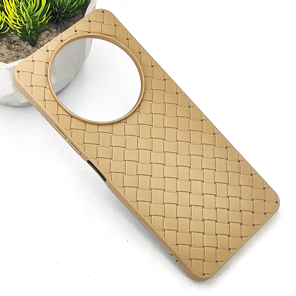 Xiaomi Redmi A3 4G  Woven With Leather Feel Soft Silicone Back Case (Dessert Titanium)
