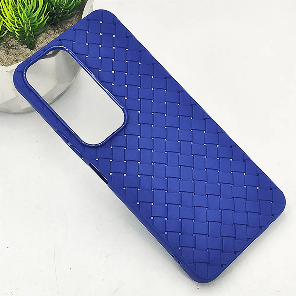[PO14BVIY19S-52-17] Vivo Y19S Woven With Leather Feel Soft Silicone Back Case (Navy Blue)