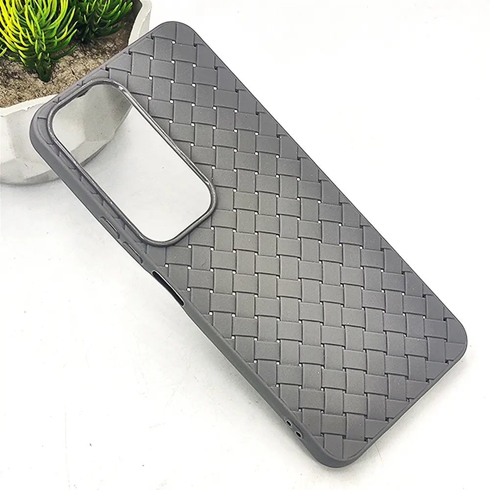 Vivo Y19S Woven With Leather Feel Soft Silicone Back Case (Natural Titanium)