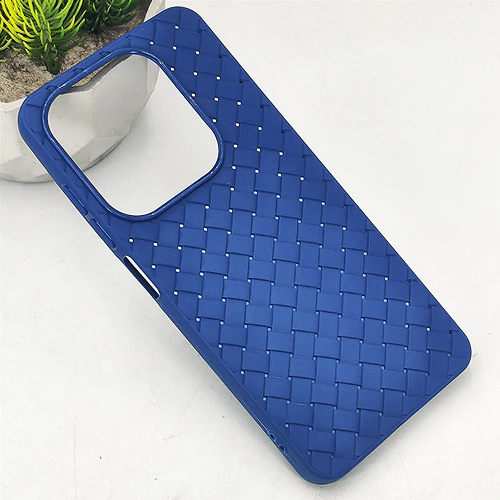 Infinix Hot 40i|Smart 8|Smart 8 Pro|Tecno Pop 8|Spark 20C|Spark 20 Woven With Leather Feel Soft Silicone Back Case (Navy Blue)