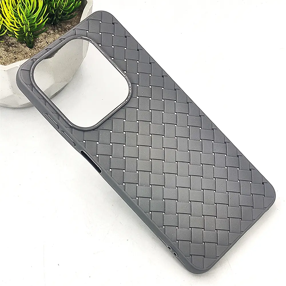 Infinix Hot 40i|Smart 8|Smart 8 Pro|Tecno Pop 8|Spark 20C|Spark 20 Woven With Leather Feel Soft Silicone Back Case (Natural Titanium)
