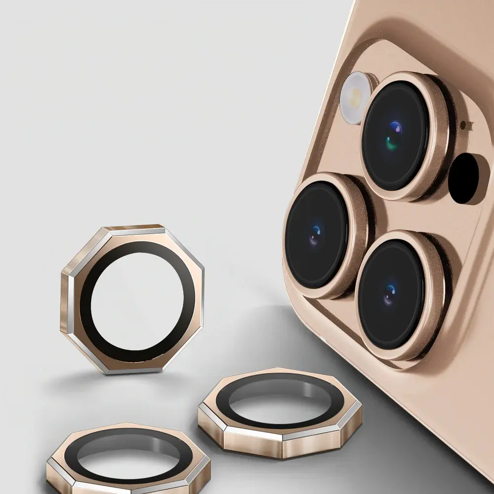 iPhone 16 Pro Max|iPhone 16 Pro AR/AF Octagonal Camera Lens Protection Ring (Dessert Titanium)