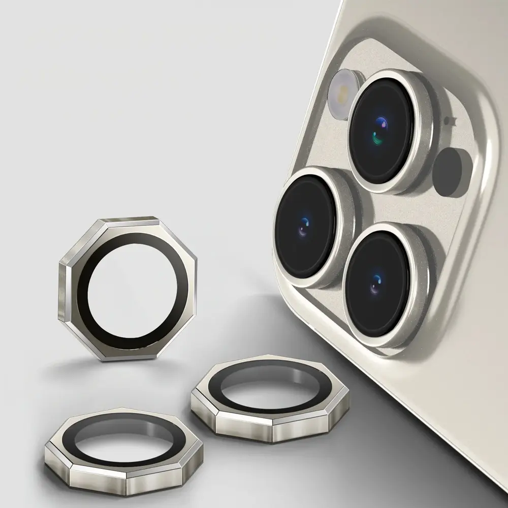 iPhone 16 Pro Max|iPhone 16 Pro AR/AF Octagonal Camera Lens Protection Ring (Natural Titanium) 