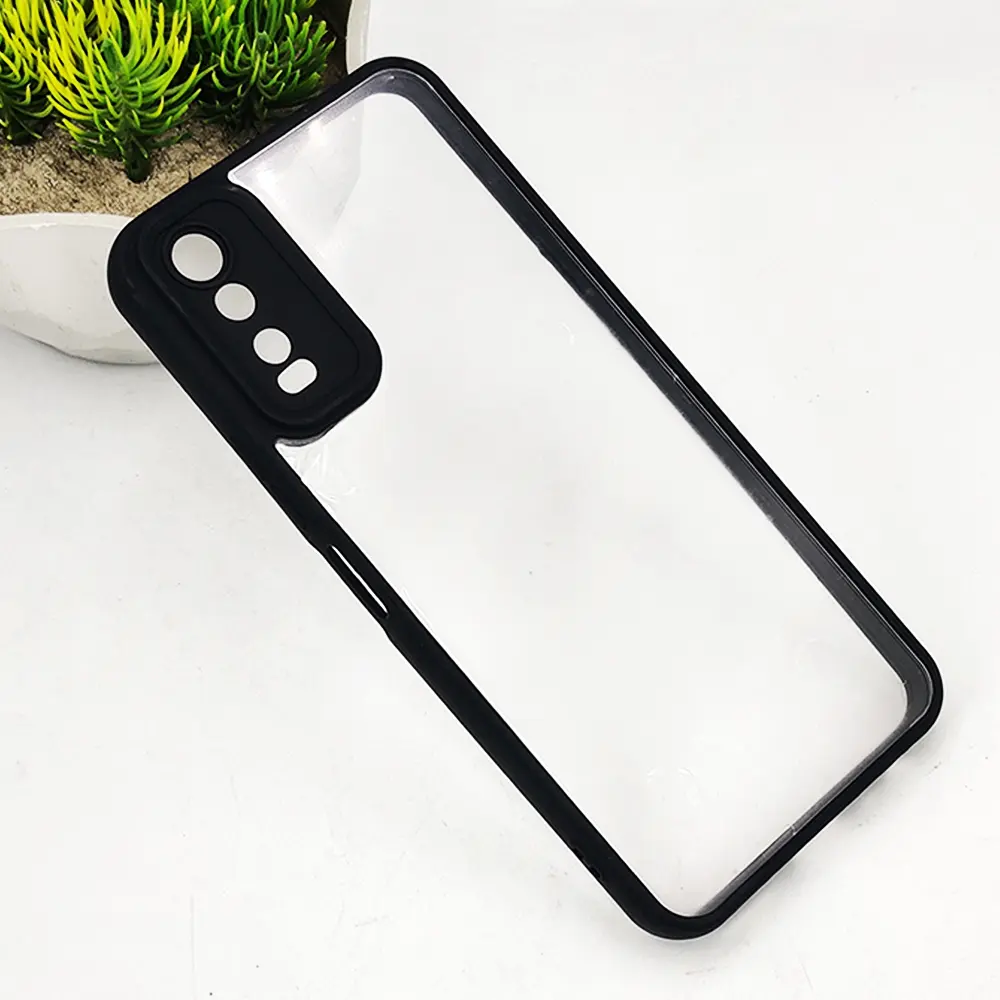  Vivo Y20/Y12S/Y12A/Y20S/Y20I Color & Transparent Spigen Back Case (Black)