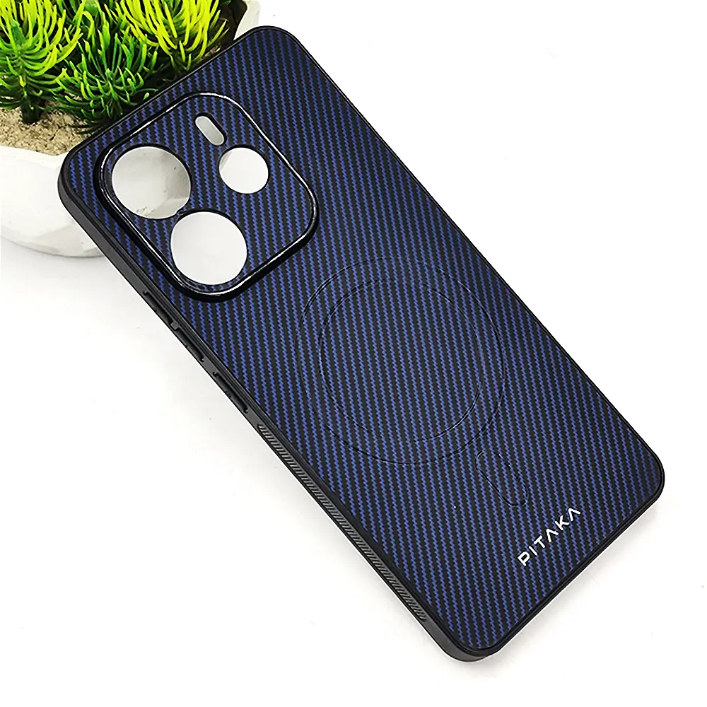 Xiaomi Redmi Note 14 4G PITAKA Carbon Fiber With Wireless Magsafe Back Case (Navy Blue)
