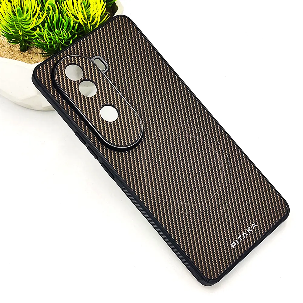 Vivo V40E 5G PITAKA Carbon Fiber With Wireless Magsafe Back Case (Dark Brown) 