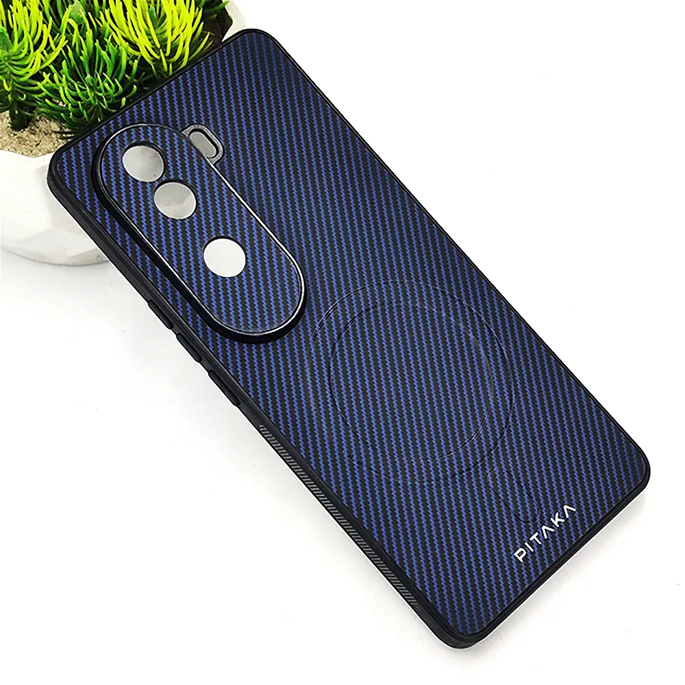 Vivo V40E 5G PITAKA Carbon Fiber With Wireless Magsafe Back Case (Navy Blue)
