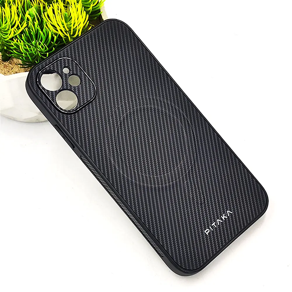 iPhone 11 PITAKA Carbon Fiber With Wireless Magsafe Back Case (Gray)