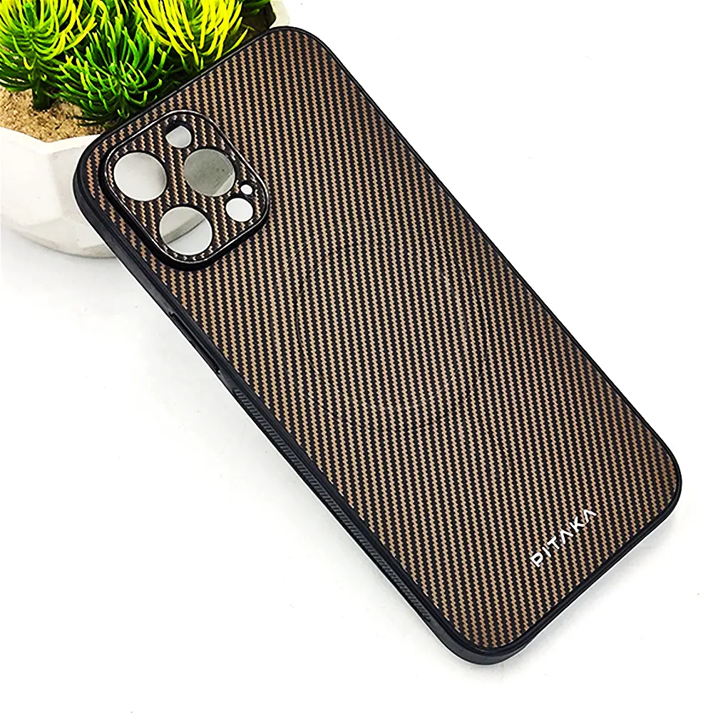 iPhone 12 Pro Max PITAKA Carbon Fiber With Wireless Magsafe Back Case (Dark Brown)