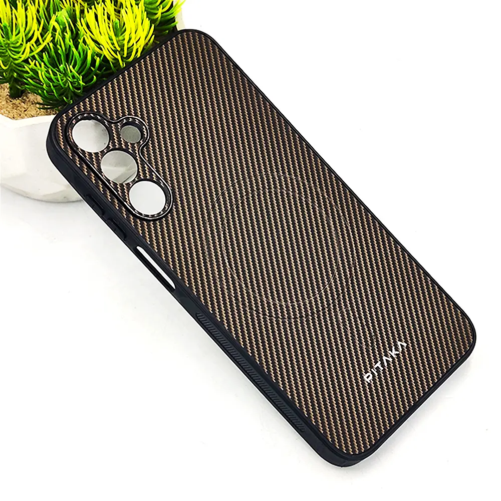 Samsung Galaxy A16 5G Carbon Fiber With Wireless Magsafe Back Case (Dark Brown)